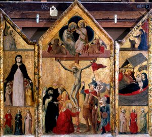 Tryptyk z Ukrzyżowaniem jako płyciną centralną, ok. 1333 autorstwa Master of Bologna