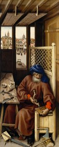 Tryptyk Zwiastowania (Ołtarz Merode), ok. 1427-32 (olej na dębie) autorstwa Master of Flémalle
