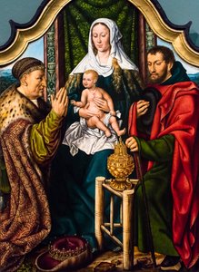 Pokłon Trzech Króli, ok. 1510 (tempera i olej na drewnie (dąb)) autorstwa Master of Frankfurt