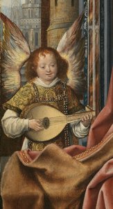 Tryptyk Świętej Rodziny z Aniołami Muzykowymi. Detal: Anioł, ok. 1510-1520