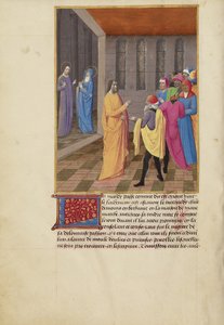 Judasz spiskujący z Żydami i Chrystus przemawiający do Dziewicy