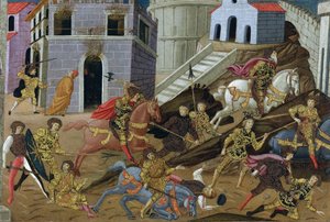 Tarquin le Superbe (mort en 495 avant JC) - Wypędzenie Tarquina i jego rodziny z Rzymu - Mistrz Marradi (Maestro di Marradi) (czynny 1470-1513) - Koniec XV w. - Tempera na panelu - 41x65,5 - Kolekcja prywatna