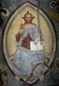Odkupiciel między czterema ewangelistami (fresco autorstwa Master of Mocchirolo
