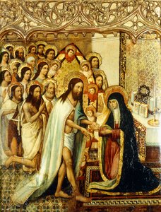 Chrystus przedstawiający odkupionych Starego Testamentu swojej Matce, autorstwa Master of Perea