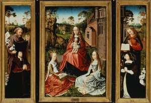 Madonna z Dzieciątkiem ze Świętymi i Darczyńcami (olej na panelu) autorstwa Master of Saint Anna
