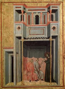 Cykl życia św. Cecylii Szczegół: Cecylia i Walerian nawracają Tyburcjusza - ołtarz, ok. 1290-1320
