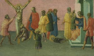 Męczeństwo Świętych, 1400-50 (tempera i złoty płatek na desce) autorstwa Master of St. Julitta and St. Quiricus Master of St. Julitta and St. Quiricus