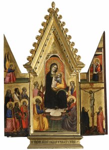 Tryptyk: Matka Boża z Dzieciątkiem ze świętymi, aniołami i ukrzyżowaniem autorstwa Master of St. Verdiana