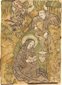 Św. Benedykt i mnich Romanus autorstwa Master of St. Wolfgang
