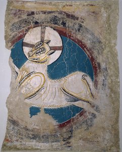 Apokaliptyczny Baranek (z Sant Climent de Tauell) - Master of Tahull (Master of Sant Climent de Tauell) (aktywny XII wiek) - ca 1123 - Fresco - 146x113 - Museu Nacional d