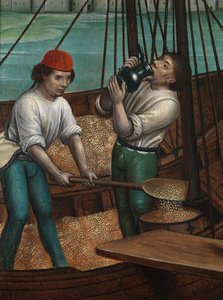 Detalhe do Milagre do Grão, do Retábulo de São Nicolau, c.1486-93 (óleo sobre painel)polonês