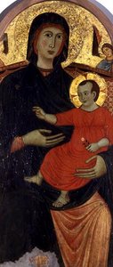 Madonna z Dzieciątkiem (tempera na desce ze złotym płatkiem) autorstwa Master of Varlungo