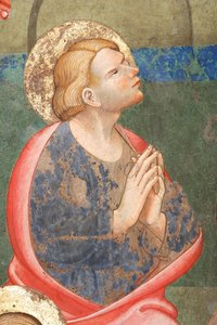 "Zielone Świątki", Detal z modlącym się świętym, ok. 1420 (fresk)