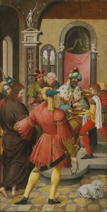 Skrzydło ołtarza: Chrystus przed Piłatem autorstwa Master of the Antwerp Adoration