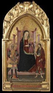 Dziewica z Dzieciątkiem na tronie ze św. Michałem i św. Janem Chrzcicielem, ok. 1440-70 autorstwa Master of the Arcetri Altarpiece