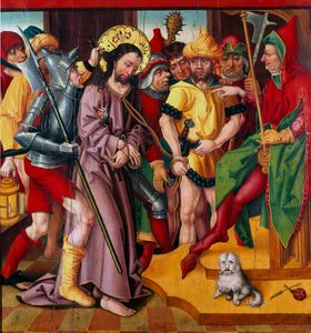 Jezus przed Herodem Antypasem Panel Ołtarza Pasji Mistrza na Goździku Badenii (XV w.) Dijon, Muzeum Sztuk Pięknych autorstwa Master of the Baden Carnation