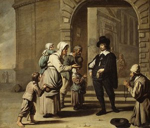 Żebracy w drzwiach autorstwa Master of the Béguins