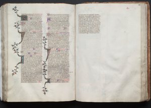 Mszał Gotha: Fol. 101v, Tekst, c. 1375. autorstwa Master of the Boqueteaux