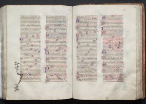 Mszał Gotha: Fol. 104r, Tekst, c. 1375. autorstwa Master of the Boqueteaux