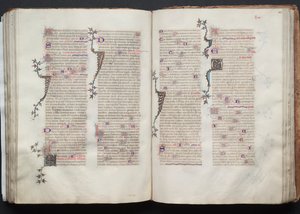 Mszał Gotha: Fol. 105v, tekst, ok. 1375. autorstwa Master of the Boqueteaux