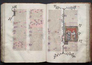 Mszał Gotha: Fol. 108r, Ofiarowanie w świątyni, c. 1375.