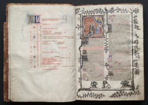 Mszał Gotha: Fol. 10v, tekst , ok. 1375. autorstwa Master of the Boqueteaux