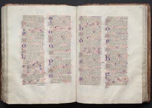 Mszał Gotha: Fol. 111v, Tekst, c. 1375. autorstwa Master of the Boqueteaux