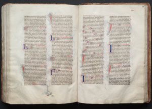 Mszał Gotha: Fol. 130v, Tekst, c. 1375. autorstwa Master of the Boqueteaux