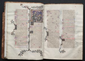 Mszał Gotha: Fol. 18r, Tekst, c. 1375. autorstwa Master of the Boqueteaux