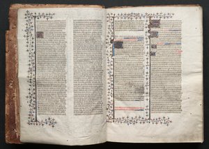 Mszał Gotha: Fol. 1v, Tekst , c. 1375. autorstwa Master of the Boqueteaux