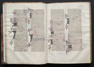 Mszał Gotha: Fol. 28r, Tekst, c. 1375. autorstwa Master of the Boqueteaux