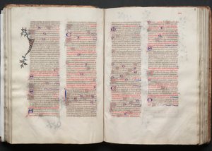 Mszał Gotha: Fol. 57r, Tekst, c. 1375. autorstwa Master of the Boqueteaux