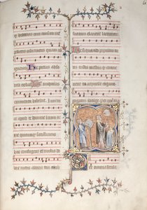 Mszał Gotha: Fol. 61r, Ksiądz śpiewający oficjum, ok. 61r. 1375. autorstwa Master of the Boqueteaux