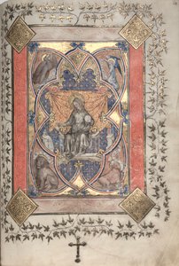 Mszał Gotha: Fol. 64r, Chrystus w majestacie, c. 1375. autorstwa Master of the Boqueteaux