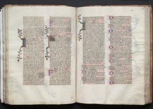 Mszał Gotha: Fol. 73r, Tekst, c. 1375. autorstwa Master of the Boqueteaux