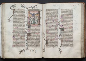 Mszał Gotha: Fol. 76v, Wniebowstąpienie, c. 1375.