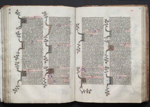 Mszał Gotha: Fol. 84v, Tekst, c. 1375. autorstwa Master of the Boqueteaux