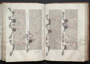 Mszał Gotha: Fol. 91v, Tekst, c. 1375. autorstwa Master of the Boqueteaux