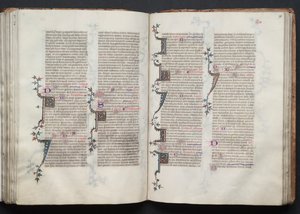 Mszał Gotha: Fol. 98r, Tekst, c. 1375. autorstwa Master of the Boqueteaux