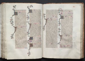 Mszał Gotha: Fol. 99r, Tekst, c. 1375. autorstwa Master of the Boqueteaux