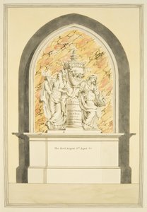 Grób pani Elżbiety Draper, zm. 1835, w katedrze w Bristolu (akwarela na papierze) autorstwa Master of the Bristol Church Monuments