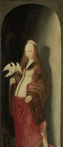 Święta Cecylia, prawe skrzydło tryptyku autorstwa Master of the Brunswick Diptych (attributed to)
