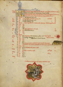 Mężczyzna łowiący ryby; Znak zodiaku Ryby autorstwa Master of the Brussels Initials