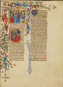 Wszystkich Świętych; Inicjał E: Święty Andrzej autorstwa Master of the Brussels Initials