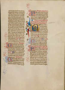 Inicjał L: Dziewica w modlitwie autorstwa Master of the Brussels Initials