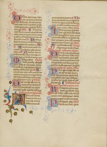 Inicjał M: Święty Łukasz autorstwa Master of the Brussels Initials