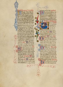 Inicjał S: Gołębica Ducha Świętego autorstwa Master of the Brussels Initials