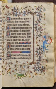 Godzinki Karola Szlachetnego, króla Nawarry (1361-1425): fol. 41r, tekst autorstwa Master of the Brussels Initials and Associates