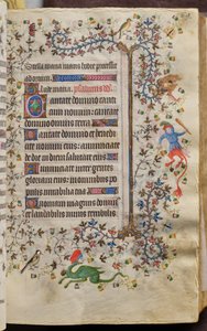 Godzinki Karola Szlachetnego, króla Nawarry (1361-1425): fol. 45r, tekst autorstwa Master of the Brussels Initials and Associates
