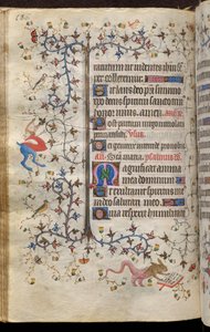 Godzinki Karola Szlachetnego, króla Nawarry (1361-1425): fol. 93v, tekst autorstwa Master of the Brussels Initials and Associates